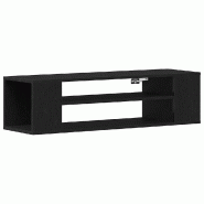 Helloshop26 - Meuble TV rectangulaire moderne avec 2 étagères design épuré salon 100 x 30 x 26,5 cm en bois d'ingénierie noir 02_0051902 - noir B