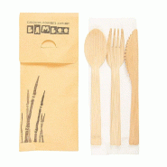 Kit 4/1 couverts fourchette + couteau + cuillère + serviette 20cm - par 50