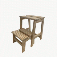 MUEBLEAR - Escabeau-tabouret à deux marches non verni - beige MU060 MUEBLEAR - Escabeau-tabouret à deux marches non verni - beige MU060