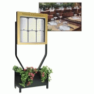 Porte menu exterieur pied jardiniere double face lumineux bourgogne jurine_0