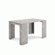 SKRAUT HOME Table console extensible, 140, Pour 6 personnes, Table à Manger, Ciment - gris Bois manufacturé EX140CEM2020