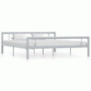 VidaXL Cadre de lit sans matelas gris et blanc métal 180x200 cm Modèle Belvioris - 284561