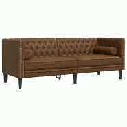 VidaXL Canapé Chesterfield avec traversins 3 places similicuir daim Modèle Arvior - 372702