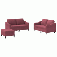 VidaXL Ensemble de canapés 3 pcs avec coussins Rouge bordeaux Tissu Modèle Helios Ronde - 3201816