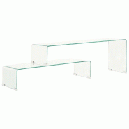 VidaXL Ensemble de table basse 2 pcs 90x30x20/110x30x40cm Verre trempé Modèle Atlas Infinite Frame - 284728