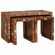 VidaXL Table Gigogne 3 pcs Marron Bois Recyclé Solide Modèle Balcon Vega Prime Plus - 4104562
