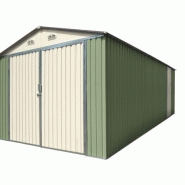 4065 - garage double portes vert pâle et crème 18m² + kit d'ancrage x-metal