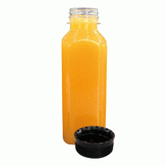 Bouteille PET transparent + bouchon plastique noir 400ml Ø5,2x18cm - par 182
