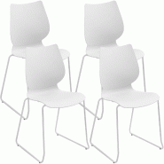 CLP Lot de 4 chaises empilables Houma Plastique HBT: 86x47x50 cm Blanc - blanc 328919