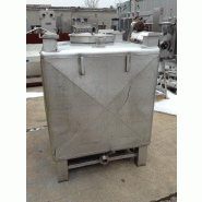 Container IBC/GRV inox carré 1000L - Trou d'homme ovale 440x310 - Vidange 51 - Poids 140kg - N° ARTICLE: CON002 Container IBC/GRV inox carré 1000L - Trou d'homme ovale 440x310 - Vidange 51 - Poids 140kg - N° ARTICLE: CON002