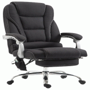 Décoshop26 - Fauteuil de bureau avec fonction massage et repose-pieds ajustables en tissu noir 10_0002592 - noir 3000251103755