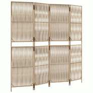 Décoshop26 - Paravent séparateur de pièce cloison 4 panneaux en résine tressée et acier beige DEC030833 - beige 3000258144133