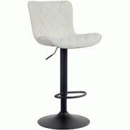 Décoshop26 - Tabouret de bar x1 coutures décoratives pied trompette hauteur réglable en métal noir assise en tissu crème 10_0004865 - noir 30002 Décoshop26 - Tabouret de bar x1 coutures décoratives pied trompette hauteur réglable en métal noir assise en tissu crème 10_0004865 - noir 30002