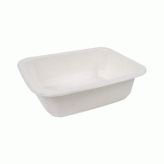 ECOLOMIQUE - 100 Pcs - Barquette scellable pulpe laminée PLA "gastronorme" 1/8 160x130mm H46mm 585ml - blanc Bagasse 210GNP1846F