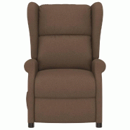 Fauteuil inclinable électrique à oreilles marron tissu Modèle Arveline - 8720286935651