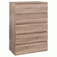 FIVE - Coffre-commode avec 5 tiroirs couleur bois - marron JJ1400