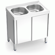 FRICOSMOS Evier avec portes coulissantes 2C 800x500x850 mm. Dimensions cuve 340x370x150 mm. - inox 051010OST