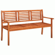 Helloshop26 - Banc de jardin meuble de patio d'extérieur terrasse 3 places 150 x 60 x 89 cm bois d'eucalyptus solide  02_0011313 - Bois massif 300062