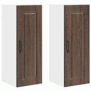 Helloshop26 - Lot de 2 armoires murales de cuisine modernes avec 6 étagères 30 x 31 x 80 cm en bois d'ingénierie chêne brun 02_0054364 - Bois mass