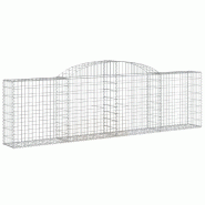 Panier de gabions clôture cage mur de soutènement arqué 300 x 30 x 80/100 cm fer galvanisé Argent 02_0040057 - métal 3000218945824