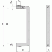 Poignée avant SCHROFF, largeur 9 mm, hauteur 98 mm