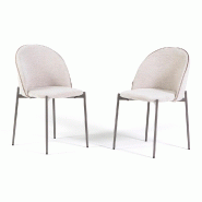 RATTATAN Set de 2 chaises rembourrées en tissu, bord contrasté, pieds en métal, design élégant pour cuisine, salle à manger et restaurants SILVI