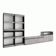 SKRAUT HOME Ensemble Meuble TV, 370x186x35cm, Pour les TV jusqu'à 65", Salon Complet, Ciment - gris Bois manufacturé 113_1