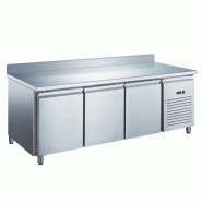Table réfrigérée inox positive avec évaporateur ventilé - 3 portes - 417 litres - Avec dosseret - GN3201X