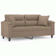 VidaXL Canapé 2 places avec oreillers cappuccino 140 cm similicuir Modèle Vega Master Pure - 3200992