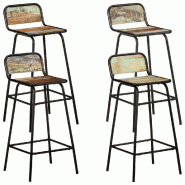 VidaXL Chaises De Bar Lot De 4 Bois De Récupération Solide - multicolore 321956