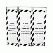 Barrière d'intervention - 3 panneaux - 1800 / INOX 304 / rayé Noir / Blanc (En panne)