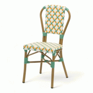 Bistromania Chaise de terrasse AUTEUIL - Tressage Jaune Vert et Blanc - EA253