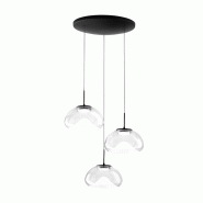 Brena - Suspension Fabas Luce 3 Lumières Circulaire - Led 30W Dimmable - Rosace Ronde Transparente D.35Cm - transparent 8019282546078