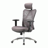 Chaise de bureau SIHOO Chaise de bureau, ergonomique, soutien lombaire réglable, charge max. 150 kg ~ sans repose-pieds, grise - gris textile 83850