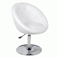 Décoshop26 - Fauteuil lounge oeuf hauteur réglable en PVC blanc et acier DEC029443 - blanc acier 3000257377198