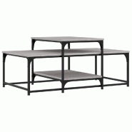 Décoshop26 - Table basse avec étagères design industriel 102 x 60 x 45 cm bois d'ingénierie gris et métal DEC040000 - gris métal 3000264702228