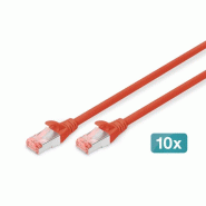 DIGITUS CAT 6 S/FTP câble patch, 10 pièces, 1 m, rouge - rouge 4016032441618