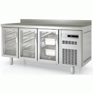 Meuble Gastro 700 GN 1/1 négatif 1795mm 3 portes vitrées sans évier Coreco