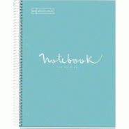 MIQUELRIUS Lot de 5 Cahier Emotions A4, 240p./120 feuilles 90 g/m², reliure intégrale, couverture carton bleu ciel, ligné - 8422593485538