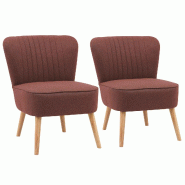 Oviala Business Lot de 2 fauteuils style crapaud en tissu bordeaux - violet polyester 114916