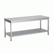 Table inox (L)2000 x (P)600 mm x (H)940 mm, sans dosseret, avec étagère basse Table inox (L)2000 x (P)600 mm x (H)940 mm, sans dosseret, avec étagère basse