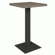 Table mange debout Cage noir plateau noyer foncé 70x70x111cm
