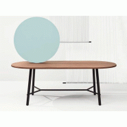 Table de réunion ovale Record Living - plateau et pieds en bois noir ou chêne naturel - L190/200 P100 H74 cm Table de réunion ovale Record Living - plateau et pieds en bois noir ou chêne naturel - L190/200 P100 H74 cm