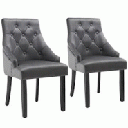Tectake Lot 2 chaises de salle à manger matelassée en velours gris foncé/noir - 405836 - gris Bois massif 405836 Tectake Lot 2 chaises de salle à manger matelassée en velours gris foncé/noir - 405836 - gris Bois massif 405836