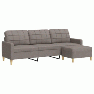 VidaXL Canapé à 3 places avec repose-pieds Taupe 210 cm Tissu Modèle Porto - 3278256