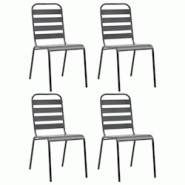 VidaXL Chaises D Extérieur Lot De 4 Design à Lattes Acier Gris Foncé - gris 310155 VidaXL Chaises D Extérieur Lot De 4 Design à Lattes Acier Gris Foncé - gris 310155