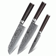 XinZuo - Set de couteaux Damas 3 pièces - Série B1H He - multicolore multi-matériau B1H-A3