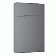 ARMOIRE LIT ESCAMOTABLE KOMPACT OUVERTURE ASSISTÉE, COLORIS GRIS COUCHAGE 140*200 CM.