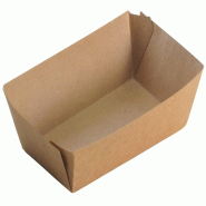 Barquette Carton NOVABOX Kraft Large 690ml - 225x147x51mm - 270g/m² - Usage  CHR et Restauration - Traitement Ingraissable Haute Résistance - beige