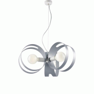 BeLight Suspension Peter fer blanc, bandes grises laser, câble acier réglable, 3 lumières d.48 cm, look graphique moderne - blanc 8057724580525